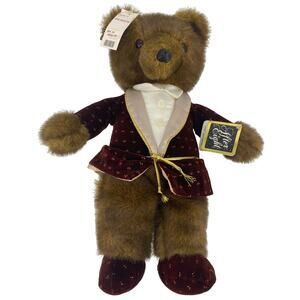 Vintage 1986 Applause 16" Brown Bear After Eight Plush with Dinner Jacket #7353